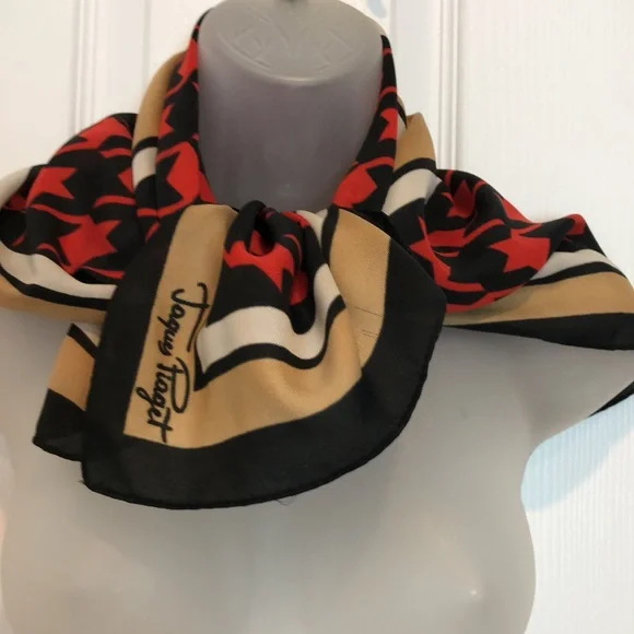 VTG Square Scarf by Jacques Piaget 27"x27" Houndstooth Design - Picture 3 of 16